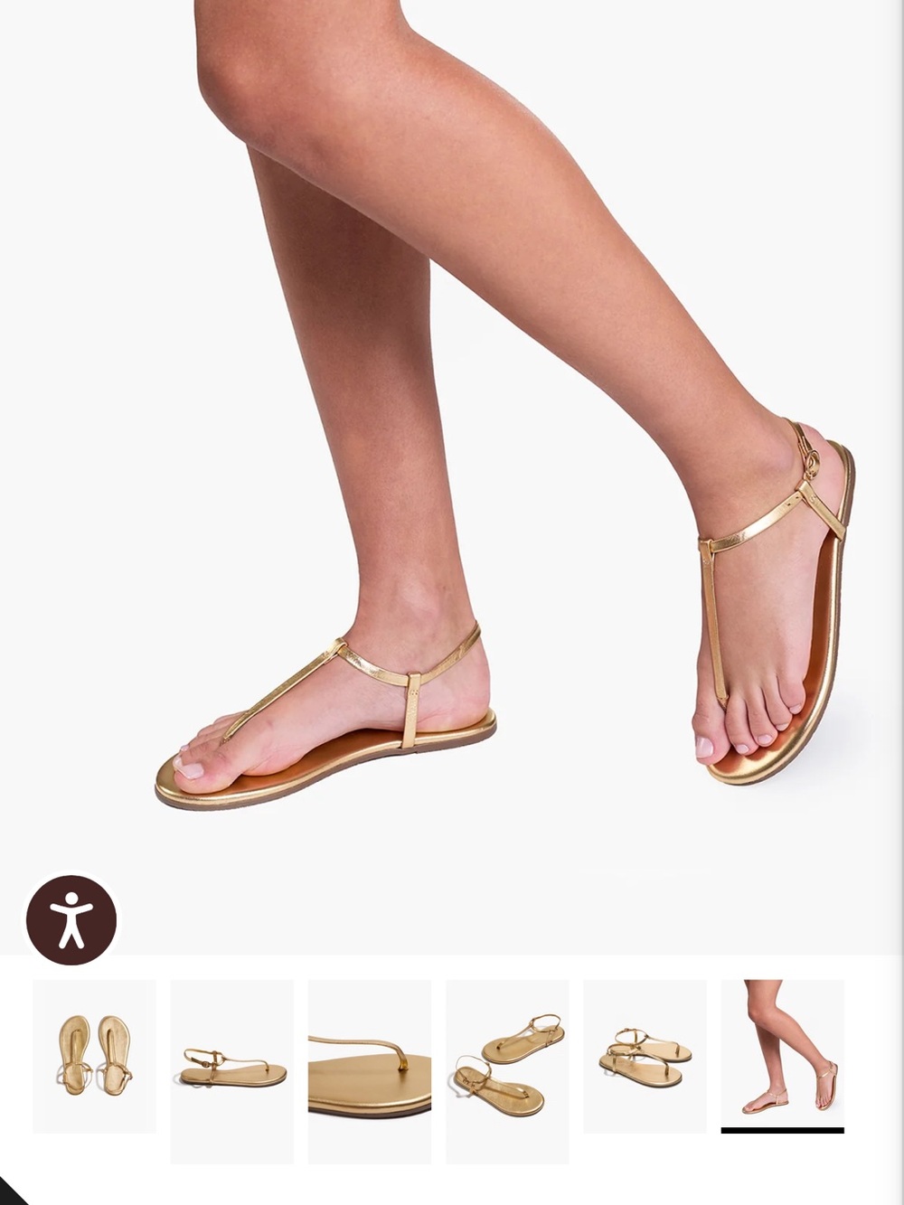 TKEES Metallic Gold T-Strap Sandals